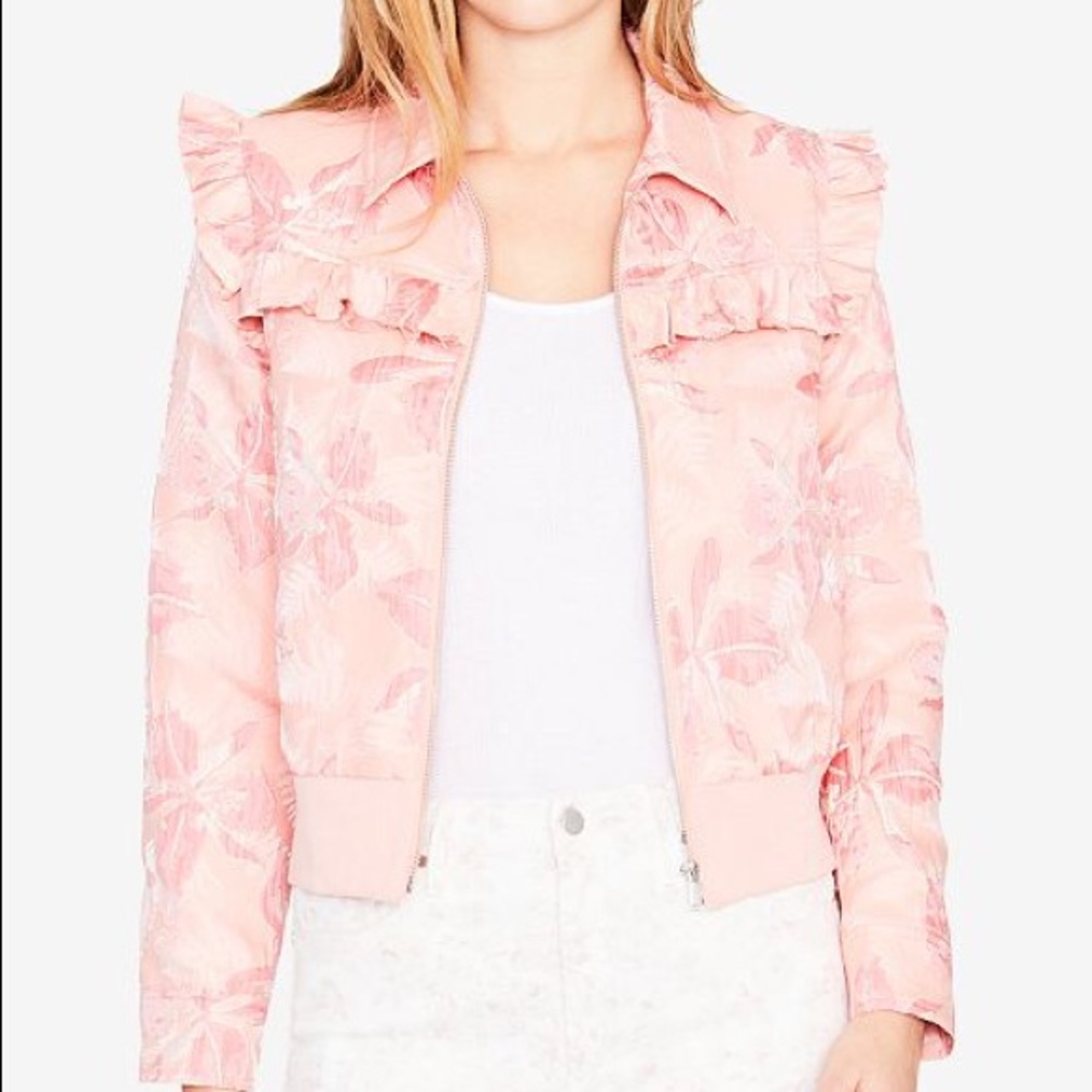 Rachel Roy pink ruffled bomber Xl